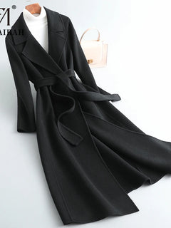 Fimtairah 100% Wool Coat women's Autumn/Winter coat women's mid-length over the knee slim wo new double-sided