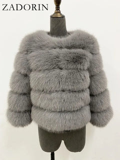 ZADORIN Children Faux Fox Fur Coat Winter Fashion Long Sleeve Warm Kids Fur Coats Outerwears Fake Fur Jacket Children Clothes