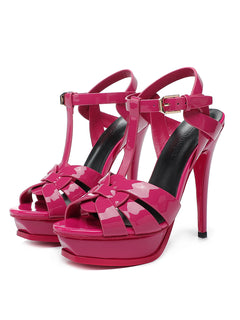 2024Top Luxury Brand Women's13CM Lacquer Leather Sexy High Heels Summer Open Toe Comfortable Women's