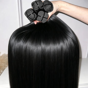 Bone Straight Bundles Vietnamese Raw Hair 100% Human Hair 24 26 Inch Real Remy Weave Hair 2 3 4 Pcs Bundles Thick Full Ends Natural Black Silky 100% Unprocessed Premium Human Hair Bundles Extensions for Women