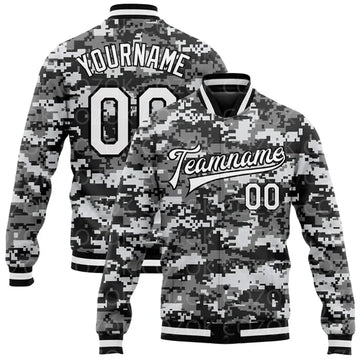 Custom Skull 3D Printed Baseball Button Jacket Bomber Full-Snap Varsity Letterman Jacket