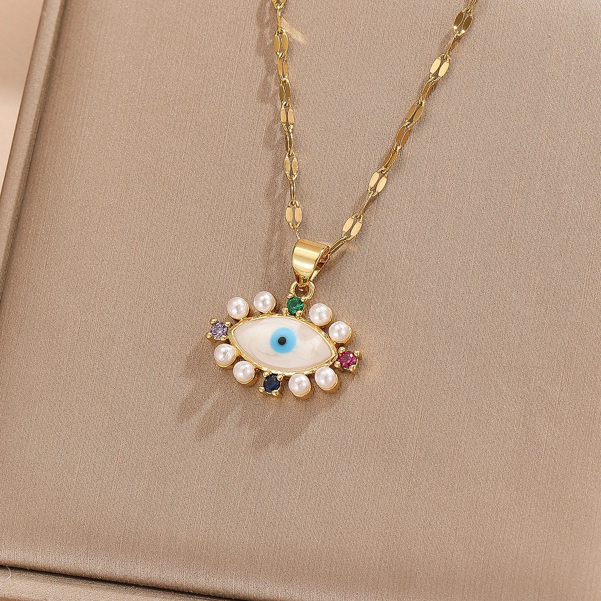 1 pezzo di collana cava con occhio del diavolo con zirconi colorati micro-intarsiati, gioielli eleganti e semplici, regalo per gli amici