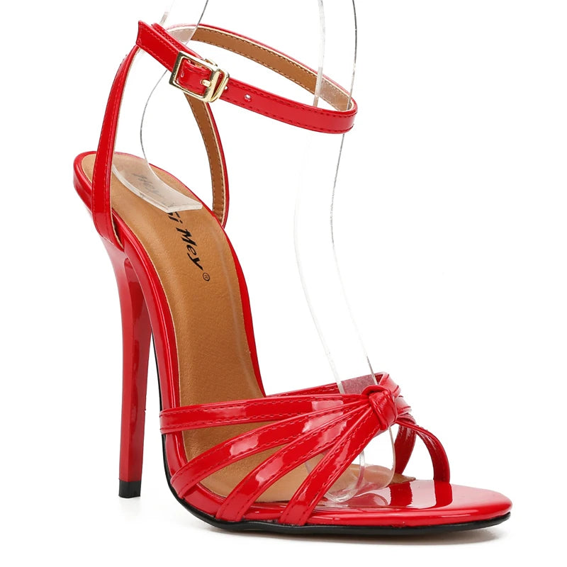 New Oversized Women's Shoes Fake Women's Cross Dressing Fun Shoes large-size 37-48 Thin high heels 13cm lace up women's sandals