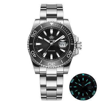 ADDIESDIVE New AD2510 Luxury Men's Diving Watch 41mm BGW9 Luminous Enamel Dial Screw-down Crown Durable Stainless Steel Strap