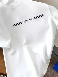 T-shirt da uomo di lusso in cotone 100% puro con stampa logo, a maniche corte, abbigliamento maschile di alta qualità, streetwear