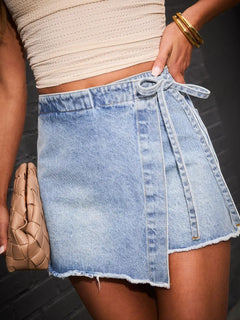 Gonne in denim da donna, pantaloncini a vita alta, vestibilità slim, con bottoni, eleganti, con lacci, stile Y2K, streetwear, sexy, per il lavoro, estivi 2026
