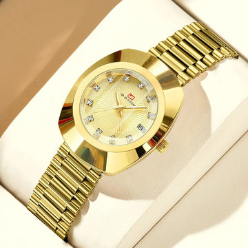 2024 nuove donne orologio ovale 34mm movimento al quarzo in acciaio inossidabile marchio di lusso acqua diamante oro nero vestito casual orologio da banchetto platinumshop