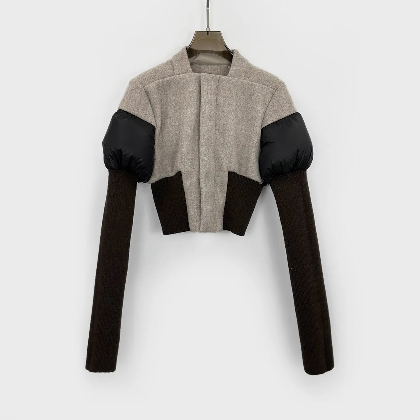 2025AW Dark Style Women's Wool-blend Tweed Paneled Down Jacket Female Casual Fashion Coats Women's Clothing