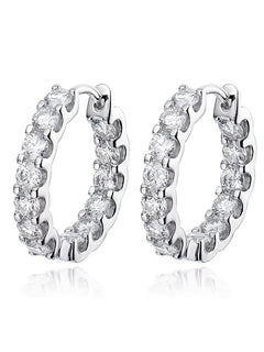 KNOBSPIN 2.6ct D Color Moissanite Earring 925 Sterling Sliver Plated White Gold Hoop Earring for Women Wedding Party Jewelry