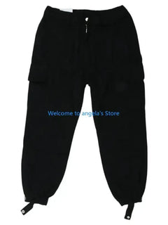 X4YC Womens Elastic High Waist Loose Cargo Jogger Jeans Pant with Side Flap Pockets