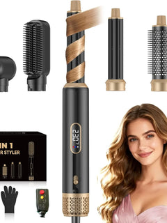5 in 1 Blow Dryer Brush, Upgrade Hair Dryer Brush Air Curling Wrap Styler, Ionic Round Brush Blow Dryer for Women, Hot Air Brush Hair Styling Tools