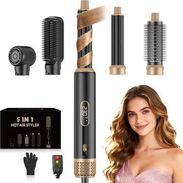 5 in 1 Blow Dryer Brush, Upgrade Hair Dryer Brush Air Curling Wrap Styler, Ionic Round Brush Blow Dryer for Women, Hot Air Brush Hair Styling Tools
