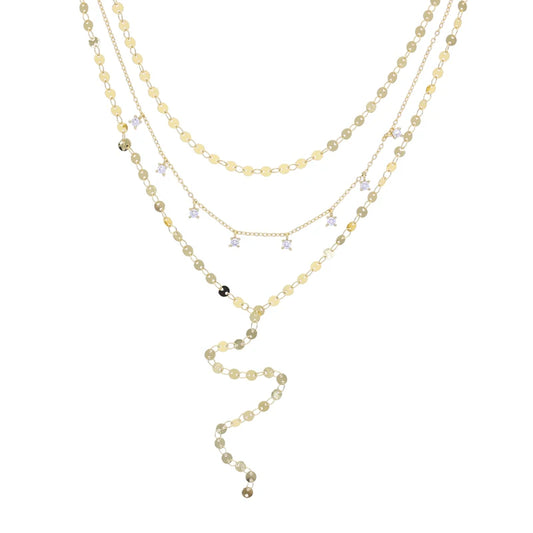 2025 Nuova collana lunga per le donne Y Lariat a forma di disco girocollo sexy multistrato con paillettes catena nappa bling cz pendente collana