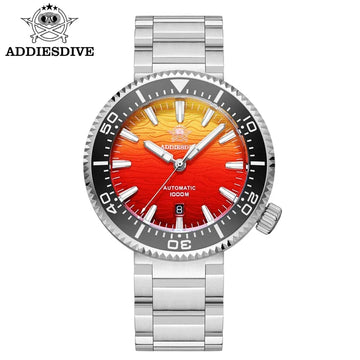 ADDIESDIVE 46mm Men Automatic Watch Sapphire Gradient Ice Hockey 1000m Dive Waterproof Mechanical Watch Ceramic Bezel Luminous