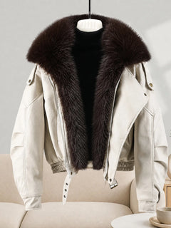 New Parkas Women Leather Jacket Big Fur Collar Tooling Cotton Jacket 2026 Winter Thicke Warm Cotton Padded Coat Female Outerwear