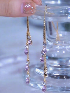 Pendientes Colgantes de Circonitas Verdes de Lujo para Mujer, Aretes Largos de Borla con Diamantes de Imitación de Moda Coreana, Joyería para Fiesta de Boda