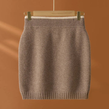 Flat Thickened Hip Hugging Skirt Women's Autumn Winter 100% Merino Wool Knitted Half Skirt Versatile Short Elastic Waist Skirt PlatiNum