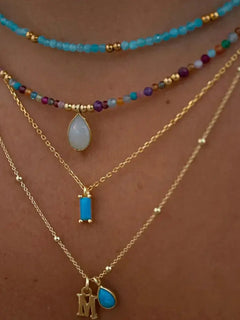 2023 Fashion Multilayer Boho Colorful Bead Chain Necklace For Women Female Crystal Water Drop Metal