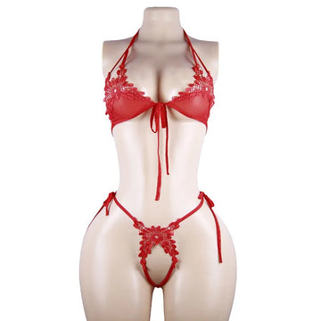 Women sexy Fancy Underwear Set Lingerie Beautiful Exotic set Sexy lace See-through pajamas Lingerie Bra panty set adjustable