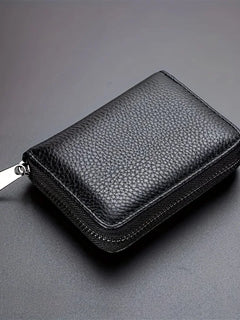 Mini Portafoglio Classico Minimalista Multicard per Uomo, Portamonete da Donna con Cerniera e Blocco RFID, Porta Carte di Credito Unisex in Tinta Unita