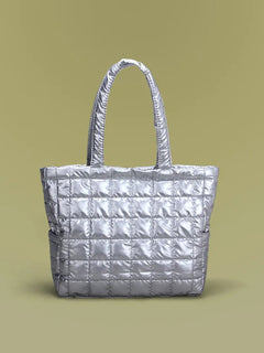 Large Capacity Women's Tote Bag Street Style Commuter Bag down Handbag Fashion Pure Color Handbag PU Material Daily Match
