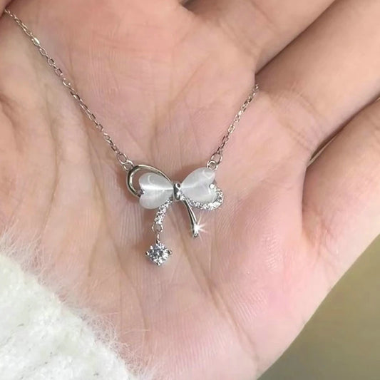 Elegante collana con ciondolo in cristallo rotondo rosa dal Design semplice collana con gioielli a catena con clavicola a stella per ragazze di moda coreana