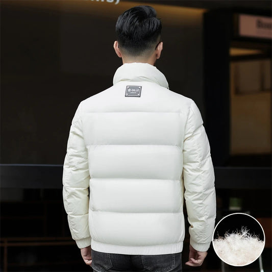 90% White Duck Down Down Jacket With Black Glossy Face For Men Large Size Jacket with Hood and Thickened Bread Jacket Warm Coats