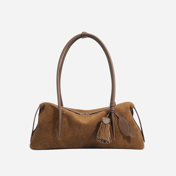 Mendy Borsa a tracolla da ascella da donna Borsa in vera pelle da donna borsa bordeaux Borsa Bagutte Borse in pelle scamosciata Tote Borsa a tracolla Inverno 2025