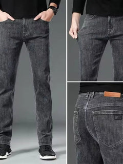 ICPANS Autumn Summer Denim Jeans Men Straight Stretch Regular Jeans for Man Black Classic Vintage Mens Pant Big Size 29-38 40