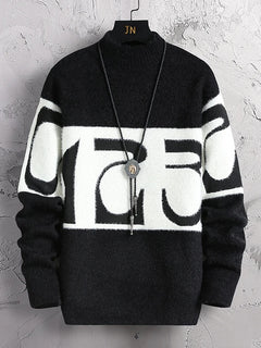 2023 New Fashion Patchwork digit Cashmere Sweater Men High Quality Comfortable Mens Sweaters Thick Warm Male Pullover