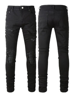 Skinny Hole Jeans for Men Vintage Pencil Pants Straight Ankle Length Trousers Washed Distressed Denims 2024 Autumn Streetwear