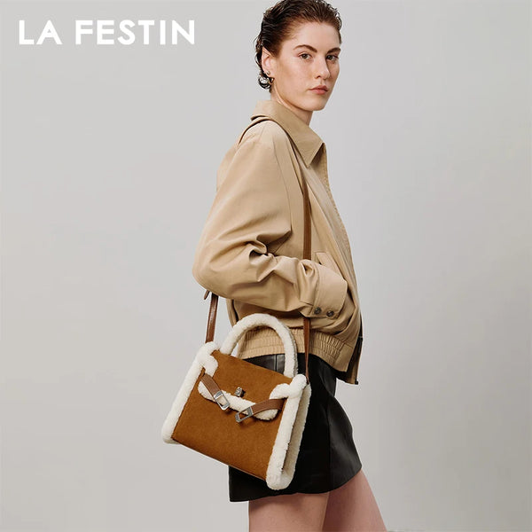 LA FESTIN Original Handbag Women Trend 2025 Shoulder Bag Large Plush Bag Crossbody Bag Luxury Women's bags Winter Bag