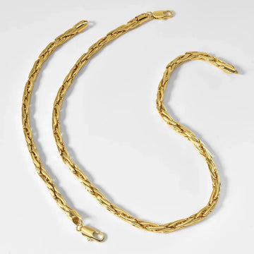 Set di bracciali con collana a catena intrecciata in rame minimalista per donna e uomo, gioielli semplici a strati, pronti, ipoallergenici platinumshop