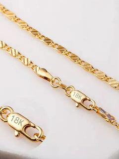 Fashion 18k Gold Necklace 2MM 16/18/20/22/24/26/28/30 Inch Side Chain Necklace For Women Men Jewelry 925 Silver Necklace