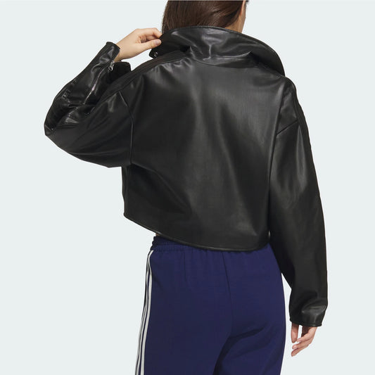 Adidas Official Genuine Originals Women's Biker Style Faux Leather Sports Jacket JL7553