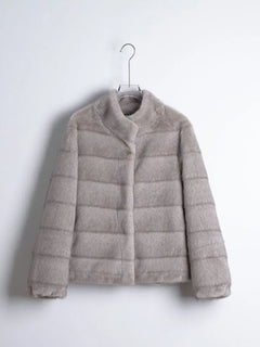 ZADORIN 2026 Elegant Plush Horizontal Row Faux Mink Fur Coat Woman Stand Collar Thick Warm Loose Faux Fur Jackets Winter Coats