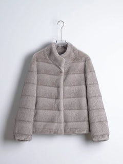 ZADORIN 2026 Elegant Plush Horizontal Row Faux Mink Fur Coat Woman Stand Collar Thick Warm Loose Faux Fur Jackets Winter Coats