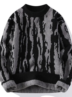 Harajuku Sweater Men's Y2K Knitted Printing Sweater Men's Wool Pullover Men's Retro Knitted Color Block Tops