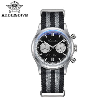 ADDIESDIVE AD2542 Luxury Quartz Chronograph Watch for Men Japanese 0S21 Movement 38mm Stainless Steel Case BGW9 Lume 100M Waterp