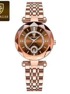 POEDAGAR Orologio da polso originale alla moda per donna Orologio da donna al quarzo con data in acciaio inossidabile impermeabile Orologi da donna casual di lusso