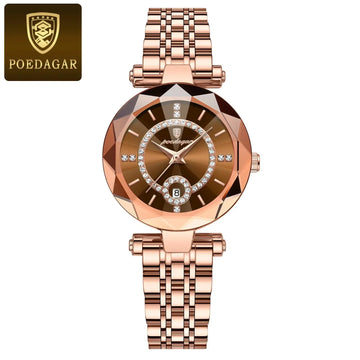 POEDAGAR Orologio da polso originale alla moda per donna Orologio da donna al quarzo con data in acciaio inossidabile impermeabile Orologi da donna casual di lusso platinumshop