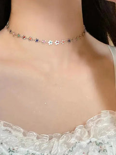 Fashion Enamel Colorful Little flower Choker Necklace For Women Girls Vacation With Jewelry Accessories