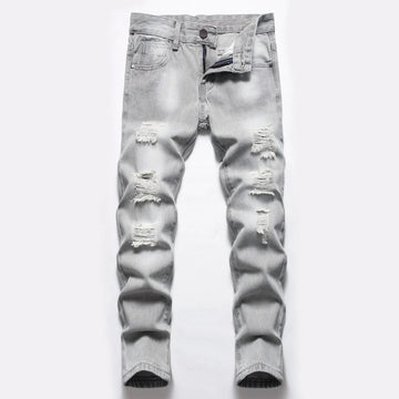 Jeans Boys Straight Ripped Children Washed Distressed Pockets Stretch Casual Denim Trousers Big Kids Streetwear 2025 Hole Pants PlatiNum