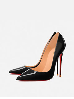 Nuovo cuoio laccato rosso tacco fine a punta bocca superficiale versatile tacco alto scarpe singole nere sexy scarpe da donna moda festa