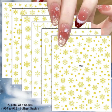 4 to 24 Sheets Xmas Snowflake Gold Silver Blue Holographic Self-Adhesive Winter Christmas Decor DIY Manicure Nail Art Stickers