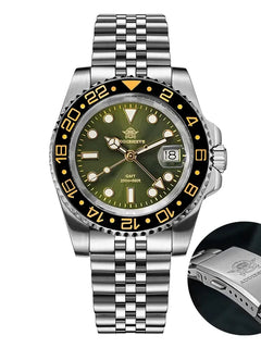 ADDIESDIVE Top Brand AD2050 Men's GMT Quartz Watch Stainless Steel 200M Diver Watches Relogio Masculino 40MM Luminous Wristwatch