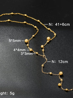 Collana con pendente color oro in acciaio inossidabile con sfera d'acciaio da donna, design minimalista e di fascia alta, con nappa, gioielli lunghi
