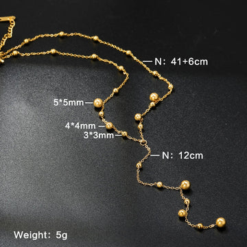 Collana con pendente color oro in acciaio inossidabile con sfera d'acciaio da donna, design minimalista e di fascia alta, con nappa, gioielli lunghi PlatiNum