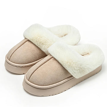 Winter Soft Fluffy Thick Soled Warm Slippers Women's Comfortable Living Room Fuzzy Lined Shoes Faux Suede Home Pantuflas Mujer