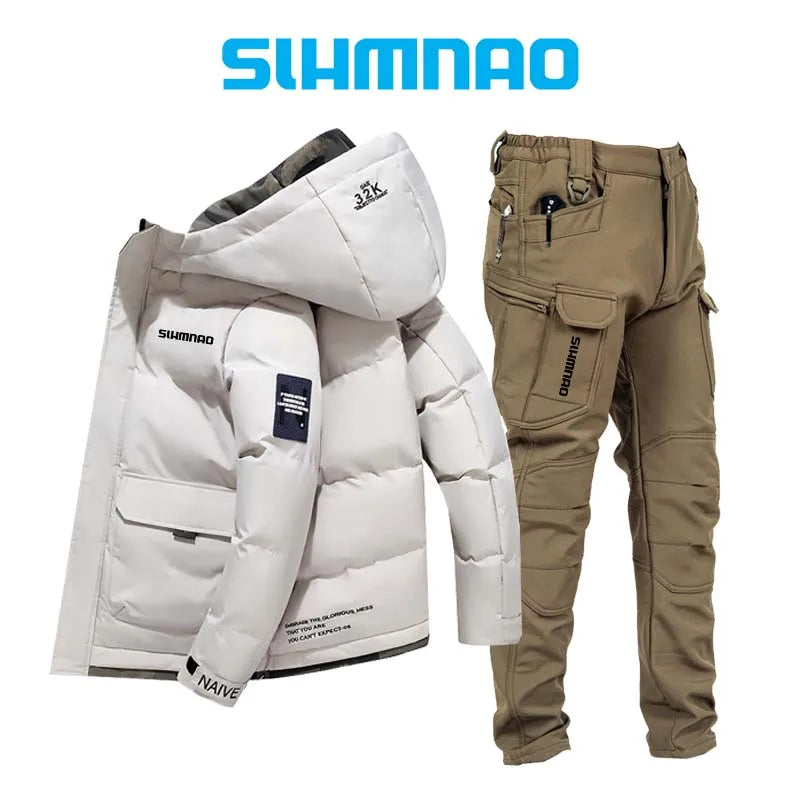 2025 Outdoor Warm Thick Jacket and Tactical Pants, Winter Windproof, Cold-resistant, Warm Fishing, Cycling, Skiing, Clothing 09